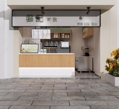 现代奶茶店3D模型下载